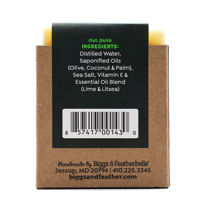 Back of BAR-GARITA® soap by Biggs &amp; Featherbelle® 