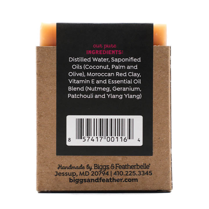 Back of BARLESQUE® soap by Biggs &amp; Featherbelle® 