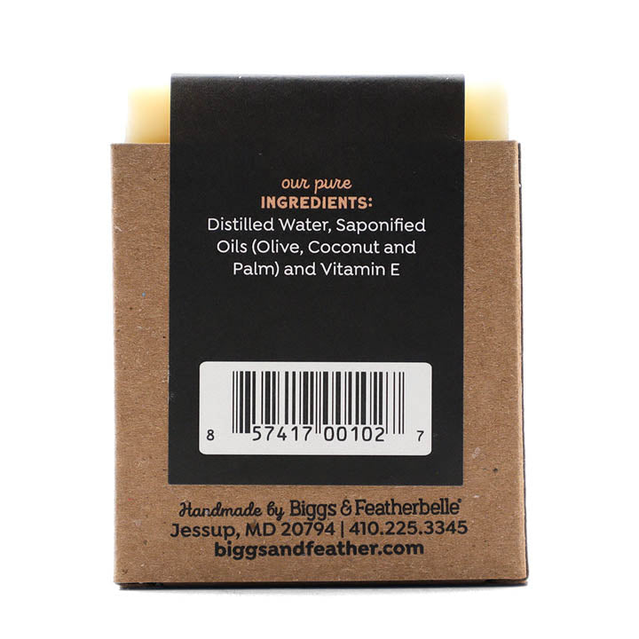 Back of BAR-TENDER® soap by Biggs &amp; Featherbelle® 