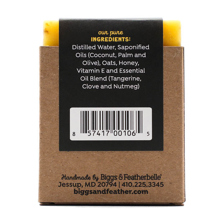 Back of GRANOLA BAR® soap by Biggs &amp; Featherbelle® 