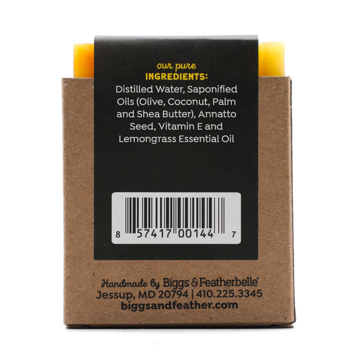 Back of LEMON BAR soap by Biggs &amp; Featherbelle®