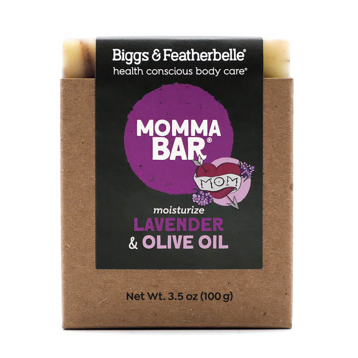 Front of  MOMMA BAR® soap by Biggs &amp; Featherbelle® 
