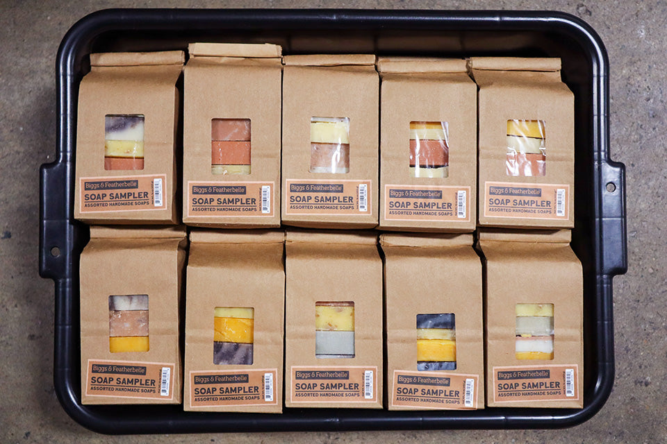 Soap Sampler bags ready to go!